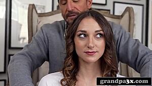 kinky old man fools tight young 18+ stunner for raw cock ride