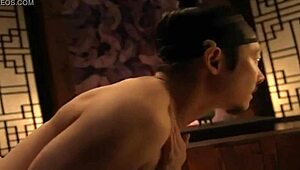 Korean Concubine Slave Kisses Big Tits in BDSM Softcore Sex