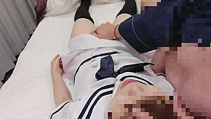 清楚系女子高生, creampie leaking from cowgirl ride?