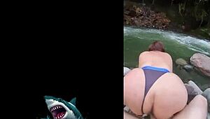 Hot Venezuelan stepmom has raw outdoor sex by the river without condom