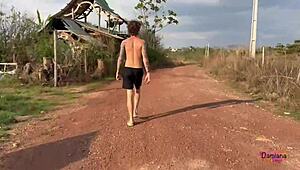 we got caught fucking at the waterfall vacation with damiana's pierced tits