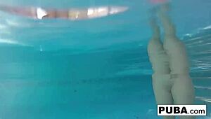 Olivia dives nude into pool fingering her milf pussy and squeezing big tits for summer orgasm blast!