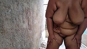 Mother-in-law gulps stepson's massive facial cumshot outside! Can you handle her squirting tits?