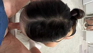 brunette teen student teases with homemade blowjob begging for hot cum in her tight mouth