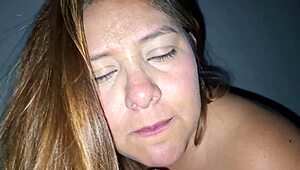 Close-Up BBW Colombian Latina Dildo Plays Huge Natural Tits Shaking