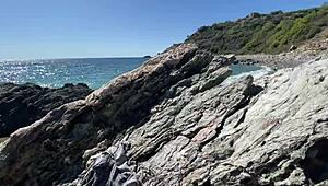 horny skinny couple bangs doggystyle on beach vacation cum covered quickie