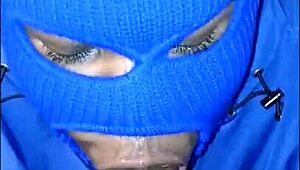 hey check this masked lady drenching her jacket slurping bbc