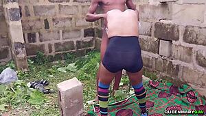 Skinny teen gets bent over and fucked hard outdoors by horny black sport manager with wet pussy creampie