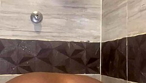 Shivering in Cold Water Yet This Fat Teen Whore Heats Up the Shower with Toys