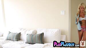 My sexy big tits blonde milf crush Taylor Seinturier poses passionately in lingerie