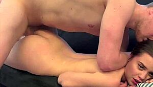 Fantastic couple rams big cock into tight pussy on couch!