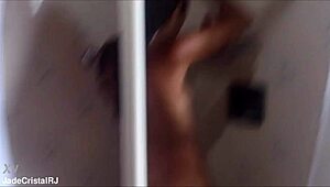 after the bath with husband's friend she flashes shaved wet pussy close-up