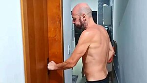 sharing bathroom with stepdaughter fucked her till she pissed humiliated cum on ass