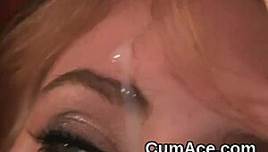Spicy beauty begs for facial cum loads then swallows every jizz drop