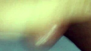 hot young 18+ brunette does solo handjob on fat cock in underwear