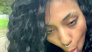 gulping cum daytime in buenos aires public park