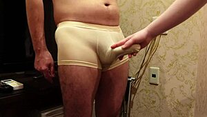 Weak Cock Rubbed Roughly on Glans Until Explosive Cumshot