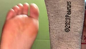White Girl Teases Feet and Toes in Socks for Cash