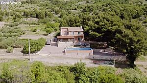 shalina devine and cara mella switch strap-ons poolside in bi fun