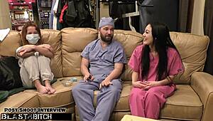 ready to blast nurse blaire celeste's shaved pussy with hot jizz in hospital?