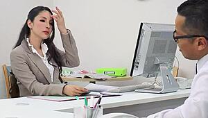 Office milf sneaks old cock suck and swallow in uncensored jav heat.