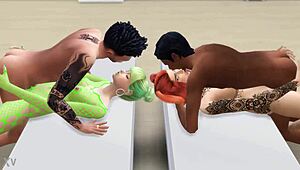 Guys hire tempting sims duo