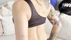 feeling so incredibly horny this latina milf fingers her big pussy and tits wildly on boss sofa