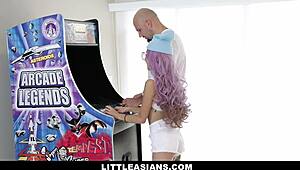 vina sky petite asian gamer teen rides huge interracial cock doggystyle