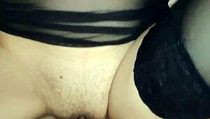 My wife rides me hard in that sexy see-through lingerie