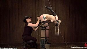 Blonde and Ebony Bound in Device Tension