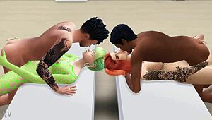 Guys hire tempting sims duo