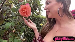 curvy blonde milf flaunts those big boobs fingers her hairy pussy