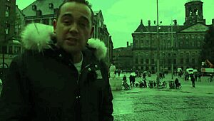 Amsterdam Hooker in Stockings Gets Jizz Shower on Natural Boobs