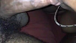 The young black teen gulps down cock with sloppy deepthroat action in homemade vid