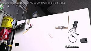 Petite office brunette DEEPTHROATS monster cock backroom style?