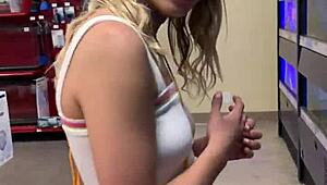 khloe kapri flashes her petite body then drops for public pov blowjob