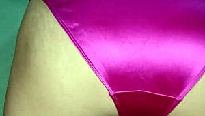 damn this satin pink panty lingerie clings perfect for anal orgasm tease
