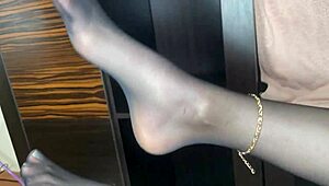 Classy Stocking Feet Tease Anal Toy Play in Close-Up Bed Scenes