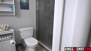 stepmom catches sneaky spying in her steamy shower session