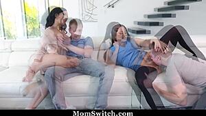 stepmoms discover stepsons treating them right in wild momswitch orgy