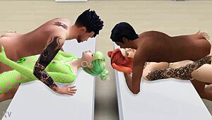 Guys hire tempting sims duo