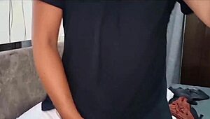 adora rubs cock on bed solo fingering ass hard cumshot closeup