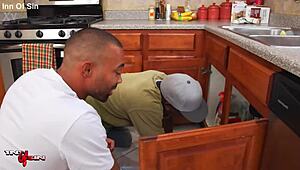 morea black's fat ass double penetrated by plumber cocks