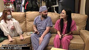 ready to blast nurse blaire celeste's shaved pussy with hot jizz in hospital?