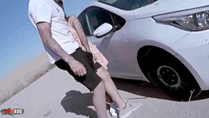 damn this young skinny latina michy perez fucks kevin white rough roadside quickie