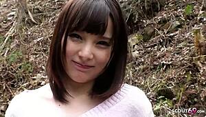 petite japanese 18+ seduced into first pov blowjob by old man cumshot