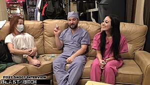 ready to blast nurse blaire celeste's shaved pussy with hot jizz in hospital?