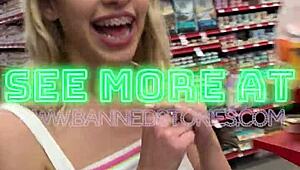 khloe kapri flashes her petite body then drops for public pov blowjob