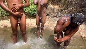 Curvy zainab chokes on monster cocks during public outdoor group banging