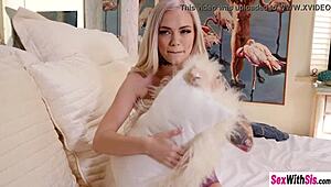 Blonde stepsister caught nude by stepbro demands cock